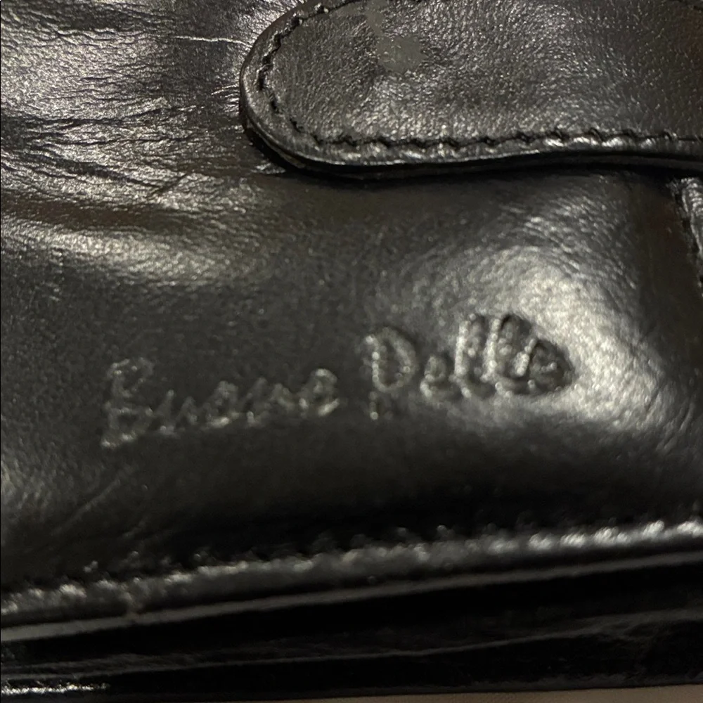 Black Leather Wallet Genuine Leather Billfold With zipper Pockets  Snap Closure